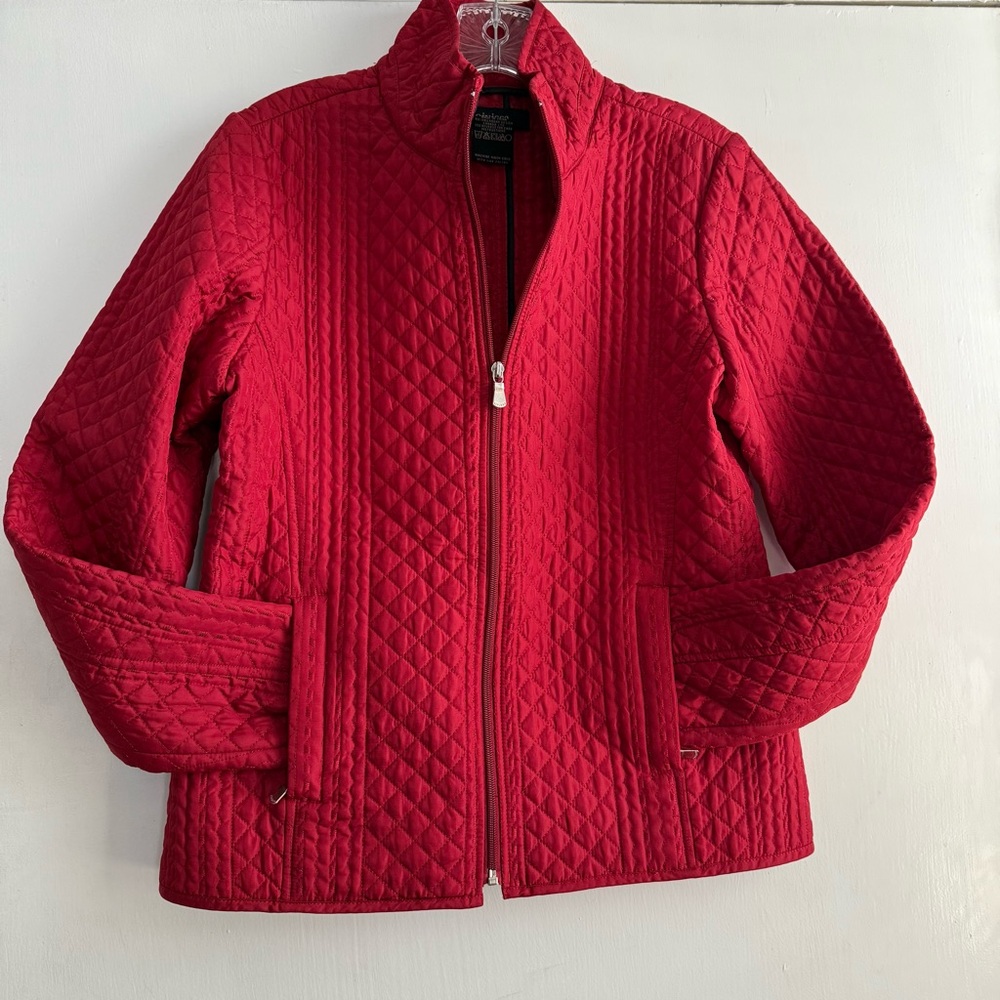 Women's Quilted Puffer Jacket - Cherry Red Size Medium